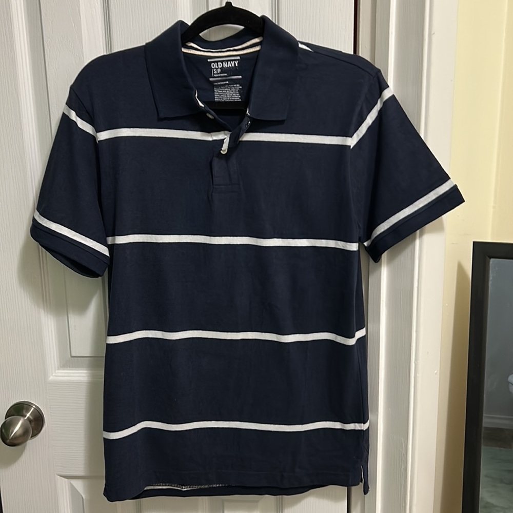 Old Navy Polo, SZ Small, Navy & White Striped, 100% Cotton NWT